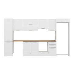 Alvinka 375X222 Cm Klasik Mebran Mutfak Dolabı Mbb-E80B50S45-1 Mebran | Beyaz - Mdf