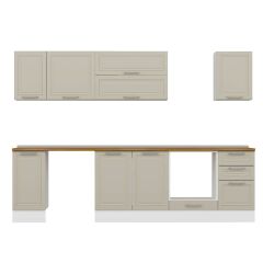 Alvinka 295X210 Cm Klasik Mebran Mutfak Dolabı M-E90S40S45-2 Mebran | Kumtaşı - Mdf