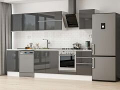 Alvinka 310X210 Cm High Gloss Mutfak Dolabı M-E90S50S50-2 High Gloss | Antrasit - Suntalam