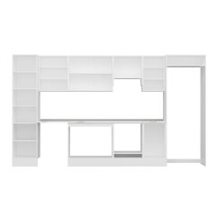 Alvinka 375X222 Cm Klasik Mebran Mutfak Dolabı Mbb-E80B50S45-1 Mebran | Kumtaşı - Mdf