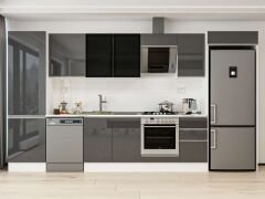 Alvinka 395X222 Cm High Gloss Mutfak Dolabı Mbb-E90B60S45-3 High Gloss | Antrasit - Mdf