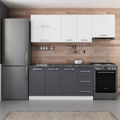 Minar 220 Cm Mutfak Dolabı Beyaz Antrasit 220-A8