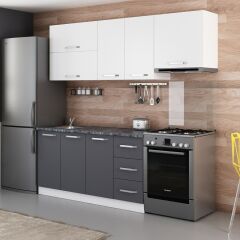 Minar 220 Cm Mutfak Dolabı Beyaz Antrasit 220-A8