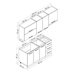 Minar 220 Cm Mutfak Dolabı Beyaz Antrasit 220-A8