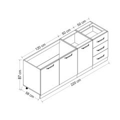 Minar 220 Cm Mutfak Dolabı Beyaz Dore 220-D1