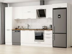 Alvinka 375X222 Cm Klasik Mebran Mutfak Dolabı Mbb-E80B50S45-2 Mebran | Beyaz - Mdf