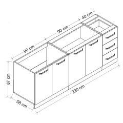 Minar 220 Cm Mutfak Dolabı Beyaz Dore 220-D3