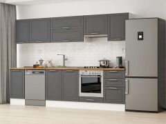 Alvinka 300X210 Cm Klasik Mebran Mutfak Dolabı M-E90S40S50-1 Mebran | Antrasit - Suntalam