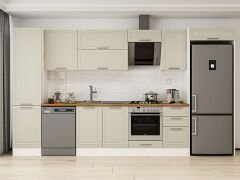 Alvinka 375X222 Cm Klasik Mebran Mutfak Dolabı Mbb-E80B50S45-2 Mebran | Kumtaşı - Mdf