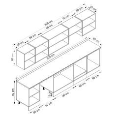 Alvinka 320X210 Cm High Gloss Mutfak Dolabı M-E90S50S60-1 High Gloss | Beyaz - Mdf