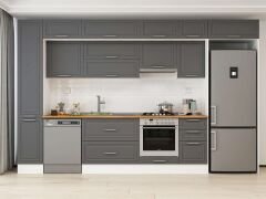 Alvinka 365X240 Cm Klasik Mebran Mutfak Dolabı Mbb-E80B40S45-1 Mebran | Antrasit - Mdf