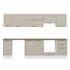 Alvinka 300X210 Cm Klasik Mebran Mutfak Dolabı M-E90S40S50-1 Mebran | Kumtaşı - Suntalam