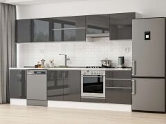 Alvinka 320X210 Cm High Gloss Mutfak Dolabı M-E90S50S60-1 High Gloss | Antrasit - Suntalam