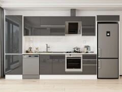 Alvinka 400X222 Cm High Gloss Mutfak Dolabı Mbb-E90B60S50-2 High Gloss | Antrasit - Suntalam