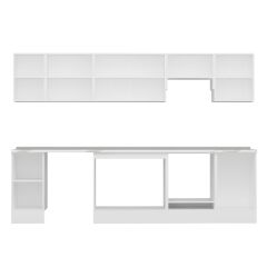 Alvinka 300X210 Cm Klasik Mebran Mutfak Dolabı M-E90S40S50-1 Mebran | Beyaz - Mdf