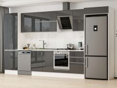 Alvinka 400X222 Cm High Gloss Mutfak Dolabı Mbb-E90B60S50-2 High Gloss | Antrasit - Mdf
