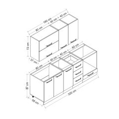 Minar 220 Cm Mutfak Dolabı Beyaz Dore 220-D7