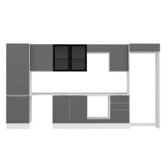 Alvinka 400X222 Cm High Gloss Mutfak Dolabı Mbb-E90B60S50-3 High Gloss | Antrasit - Mdf