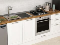 Alvinka 300X210 Cm Klasik Mebran Mutfak Dolabı M-E90S40S50-2 Mebran | Beyaz - Mdf