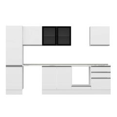 Alvinka 320X210 Cm High Gloss Mutfak Dolabı M-E90S50S60-3 High Gloss | Beyaz - Mdf