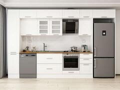 Alvinka 365X240 Cm Klasik Mebran Mutfak Dolabı Mbb-E80B40S45-3 Mebran | Beyaz - Suntalam