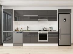 Alvinka 410X222 Cm High Gloss Mutfak Dolabı Mbb-E90B60S60-1 High Gloss | Antrasit - Suntalam