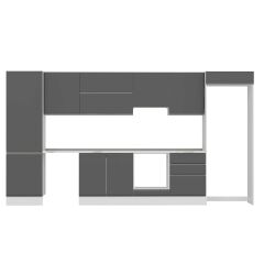 Alvinka 410X222 Cm High Gloss Mutfak Dolabı Mbb-E90B60S60-1 High Gloss | Antrasit - Suntalam