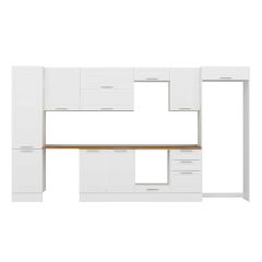 Alvinka 380X222 Cm Klasik Mebran Mutfak Dolabı Mbb-E80B50S50-2 Mebran | Beyaz - Suntalam