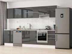 Alvinka 310X210 Cm High Gloss Mutfak Dolabı M-E90S60S40-1 High Gloss | Antrasit - Suntalam