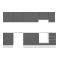 Alvinka 310X210 Cm High Gloss Mutfak Dolabı M-E90S60S40-1 High Gloss | Antrasit - Suntalam