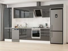 Alvinka 410X222 Cm High Gloss Mutfak Dolabı Mbb-E90B60S60-2 High Gloss | Antrasit - Suntalam