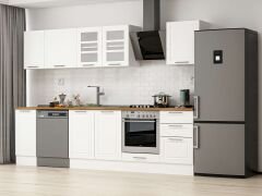 Alvinka 300X210 Cm Klasik Mebran Mutfak Dolabı M-E90S40S50-3 Mebran | Beyaz - Mdf