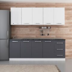 Minar 225 Cm Mutfak Dolabı Beyaz Antrasit 225-A2