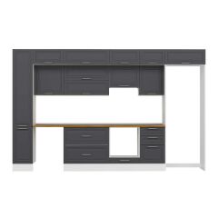 Alvinka 370X240 Cm Klasik Mebran Mutfak Dolabı Mbb-E80B40S50-1 Mebran | Antrasit - Suntalam