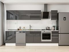 Alvinka 310X210 Cm High Gloss Mutfak Dolabı M-E90S60S40-2 High Gloss | Antrasit - Suntalam