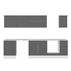 Alvinka 310X210 Cm High Gloss Mutfak Dolabı M-E90S60S40-2 High Gloss | Antrasit - Suntalam