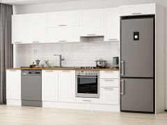 Alvinka 370X222 Cm Klasik Mebran Mutfak Dolabı Beyaz Beyaz Mb-E80S45S45-1