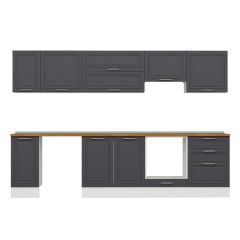 Alvinka 310X210 Cm Klasik Mebran Mutfak Dolabı M-E90S40S60-1 Mebran | Antrasit - Suntalam