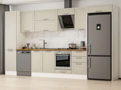 Alvinka 380X222 Cm Klasik Mebran Mutfak Dolabı Mbb-E80B50S50-2 Mebran | Kumtaşı - Mdf