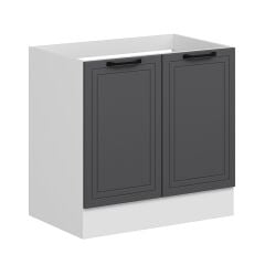 Alvinka Mutfak Modül Mbr_A Alt 2K 90Cm Evye Dolap Beyaz Antrasit Mdf