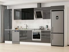 Alvinka 410X222 Cm High Gloss Mutfak Dolabı Mbb-E90B60S60-3 High Gloss | Antrasit - Mdf