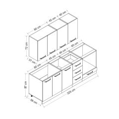 Minar 225 Cm Mutfak Dolabı Beyaz Antrasit 225-A6