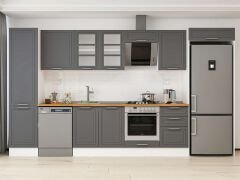 Alvinka 380X222 Cm Klasik Mebran Mutfak Dolabı Mbb-E80B50S50-3 Mebran | Antrasit - Suntalam