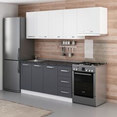 Minar 225 Cm Mutfak Dolabı Beyaz Antrasit 225-A7