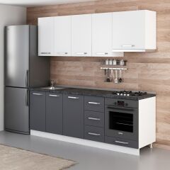 Minar 225 Cm Mutfak Dolabı Beyaz Antrasit 225-A8