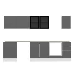 Alvinka 310X210 Cm High Gloss Mutfak Dolabı M-E90S60S40-3 High Gloss | Antrasit - Suntalam