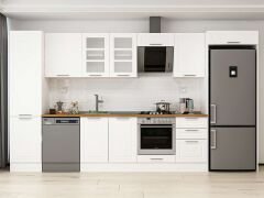 Alvinka 380X222 Cm Klasik Mebran Mutfak Dolabı Mbb-E80B50S50-3 Mebran | Beyaz - Mdf