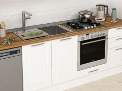 Alvinka 380X222 Cm Klasik Mebran Mutfak Dolabı Mbb-E80B50S50-3 Mebran | Beyaz - Mdf