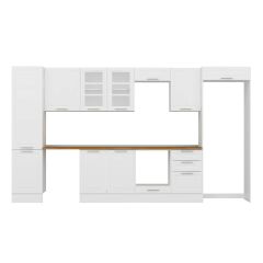 Alvinka 380X222 Cm Klasik Mebran Mutfak Dolabı Mbb-E80B50S50-3 Mebran | Beyaz - Mdf