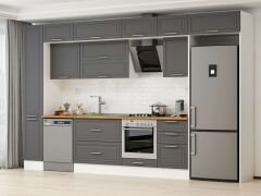 Alvinka 370X240 Cm Klasik Mebran Mutfak Dolabı Mbb-E80B40S50-2 Mebran | Antrasit - Suntalam